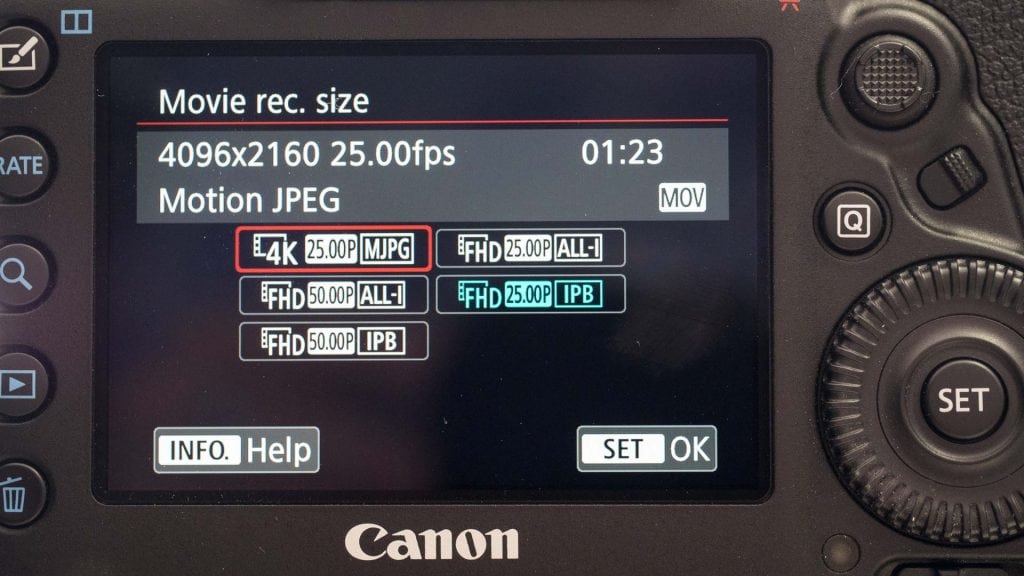 Canon 5D Mark IV video options