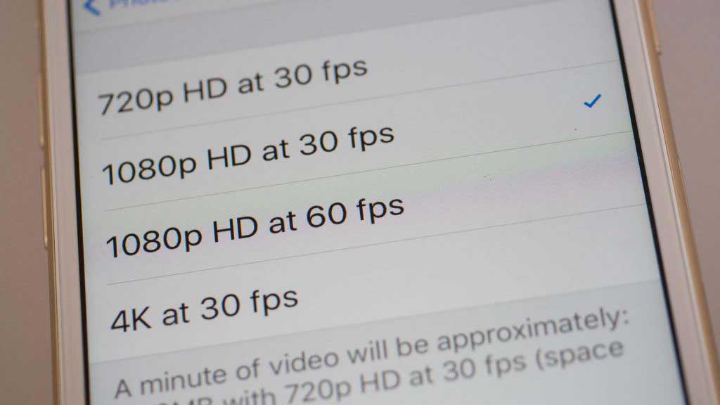 Apple iPhone 7 video settings