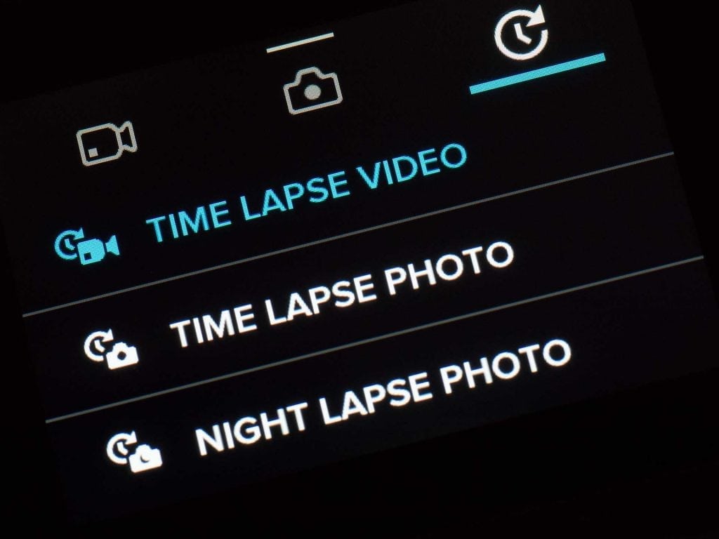 GoPro Hero5 Time Lapse Video screen