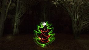 Light painted Christmas tree