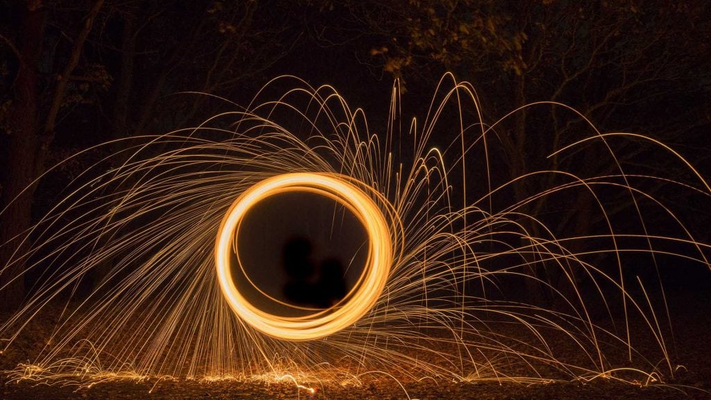 Sparks from steel wool