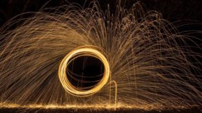Sparks from steel wool