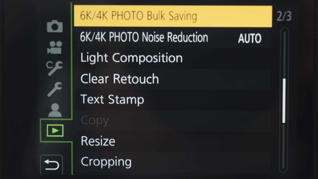 GH5 6K Photo bulk saving screen