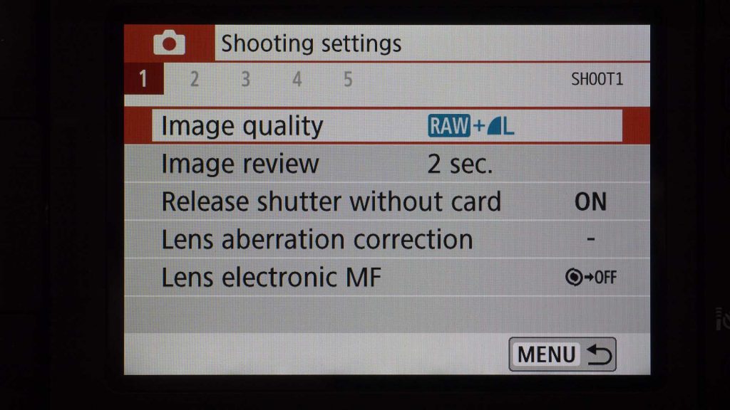 Canon 800D Guide Mode Menu screen