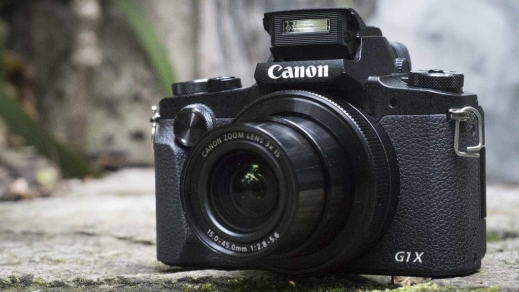 PowerShot G1 X Mark III review: front with flash up