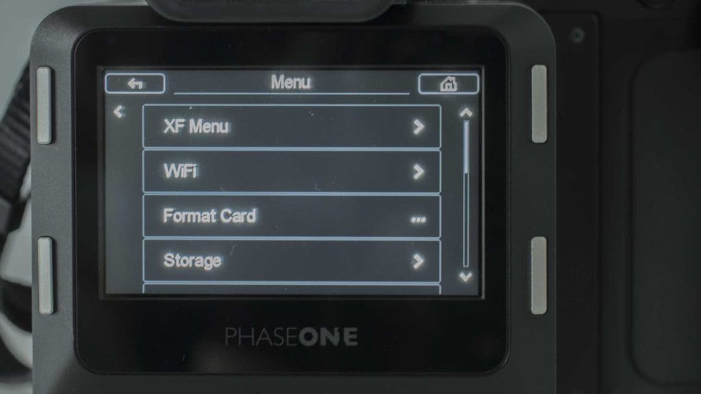 Phase One XF IQ3 Achromatic Review: Main Menu