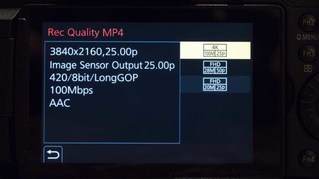 Panasonic Lumix GH5S Review: Menu Screen