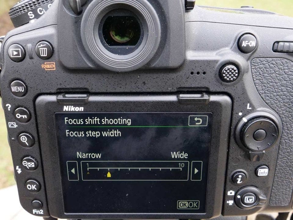 Nikon 850 Focus Shift: 02 Set the width of your focus step