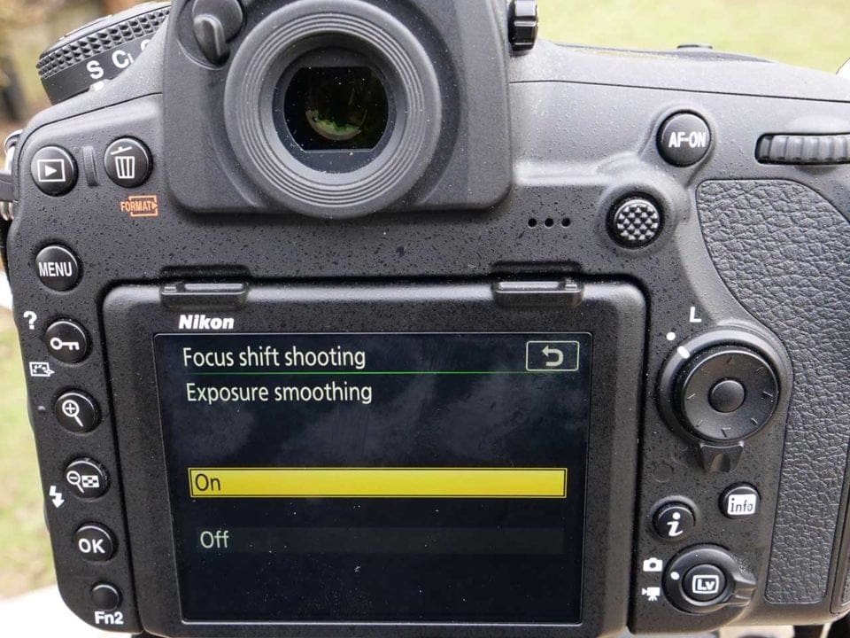 Nikon 850 Focus Shift: 02 Set exposure smoothing