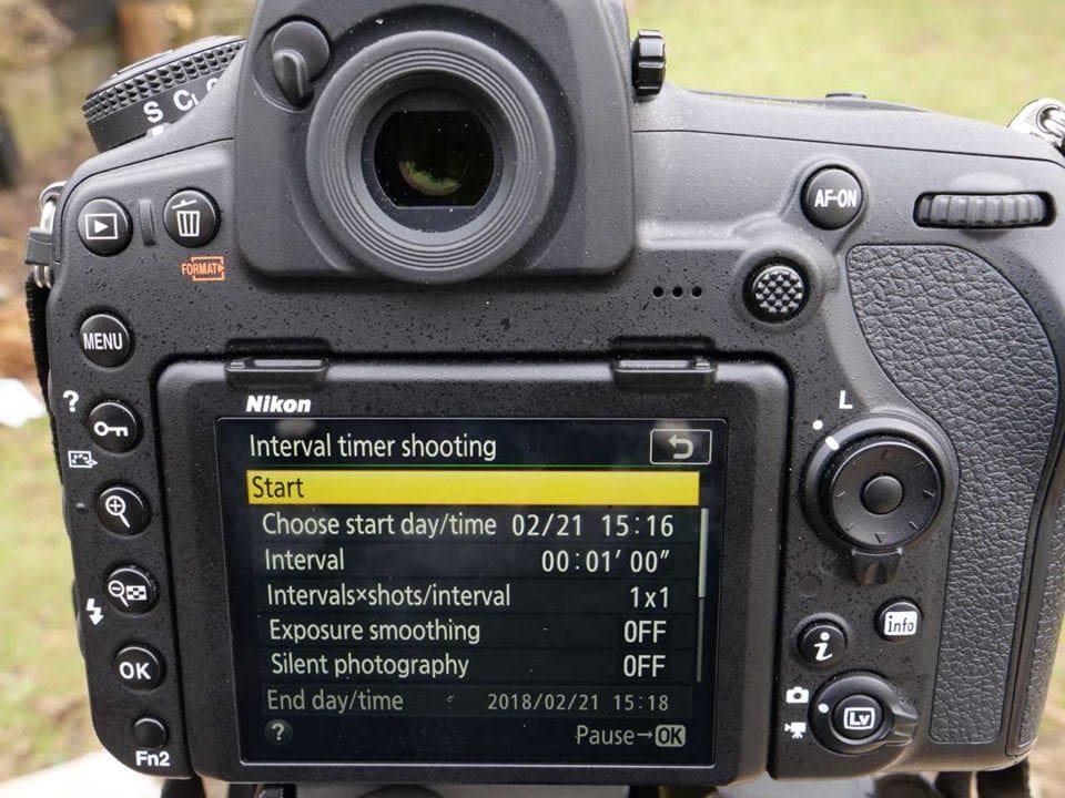 Nikon D850 timelapse tutorial: start button