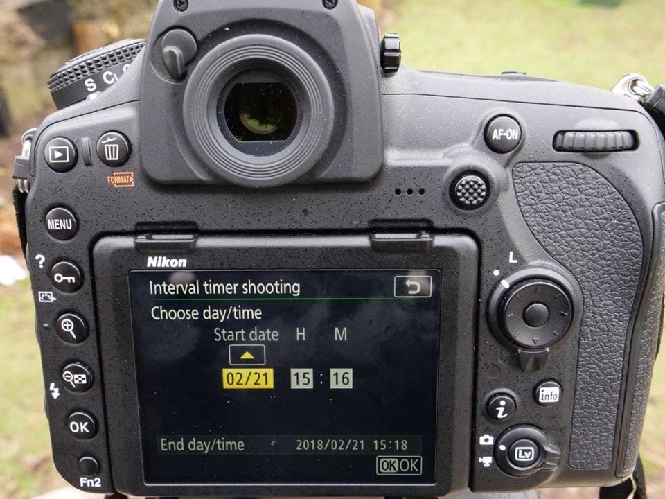 Nikon D850 timelapse tutorial: set date and time