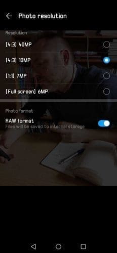Best settings for the Huawei P30 Pro: photo resolution