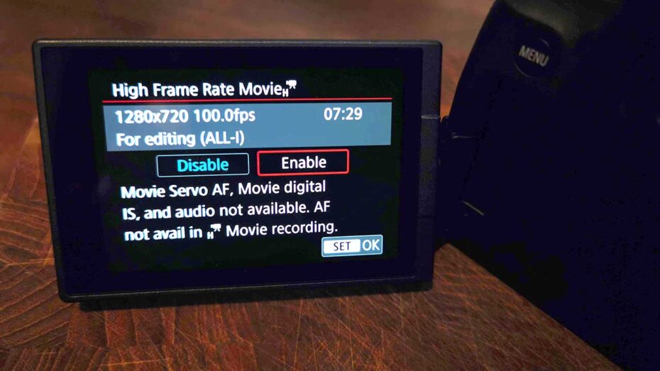 How to set the Canon EOS R slow motion video Camera Jabber