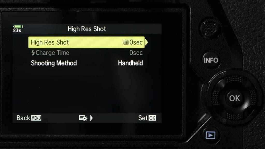How do you use Olympus High Res Shot Mode?
