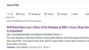 B&H Photo Video advertising for Sony A7S III on Google