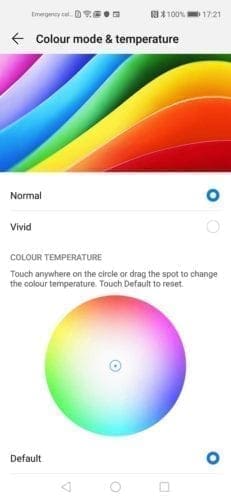 Best settings for the Huawei Nova 5T: colour temperature