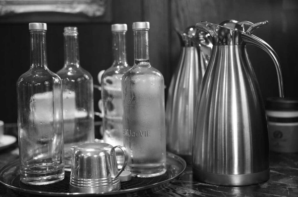 Still life photography examples: glass bottles