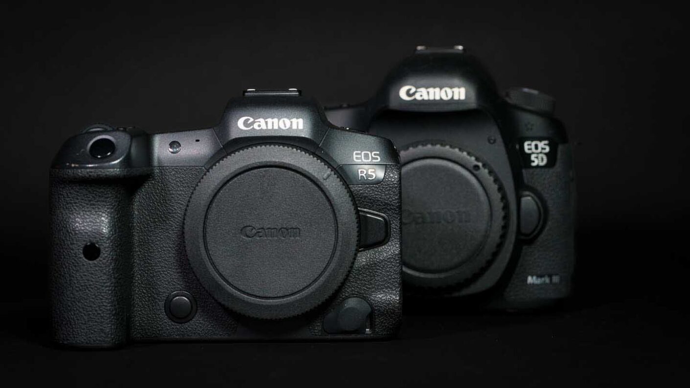 Gone mirrorless? Sell your DSLR - Canon EOS R5 in front of the Canon EOS 5D Mark III