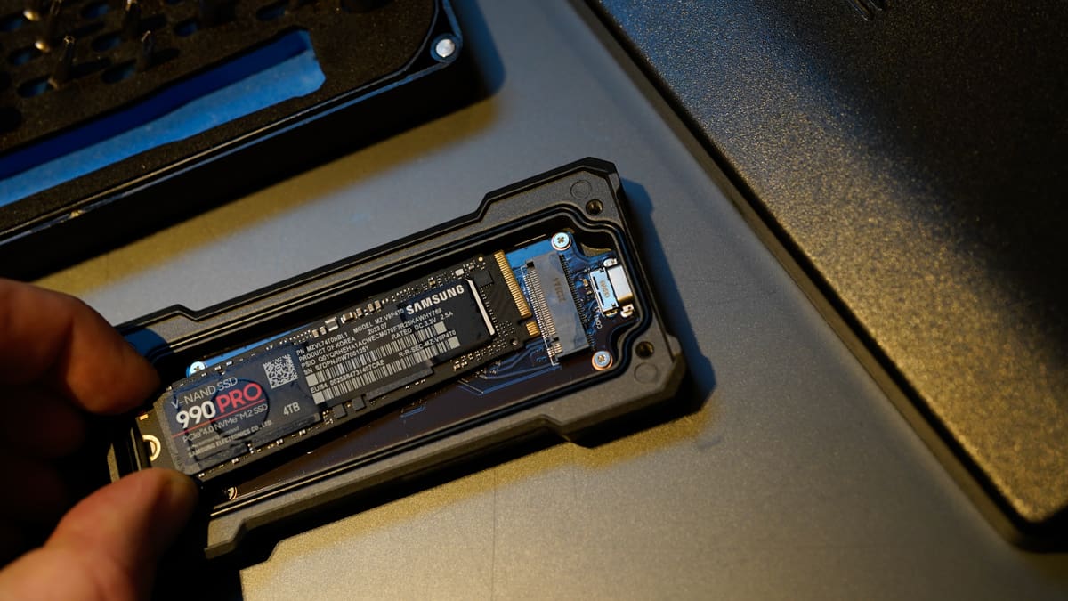 Samsung 990 Pro SSD in a housing