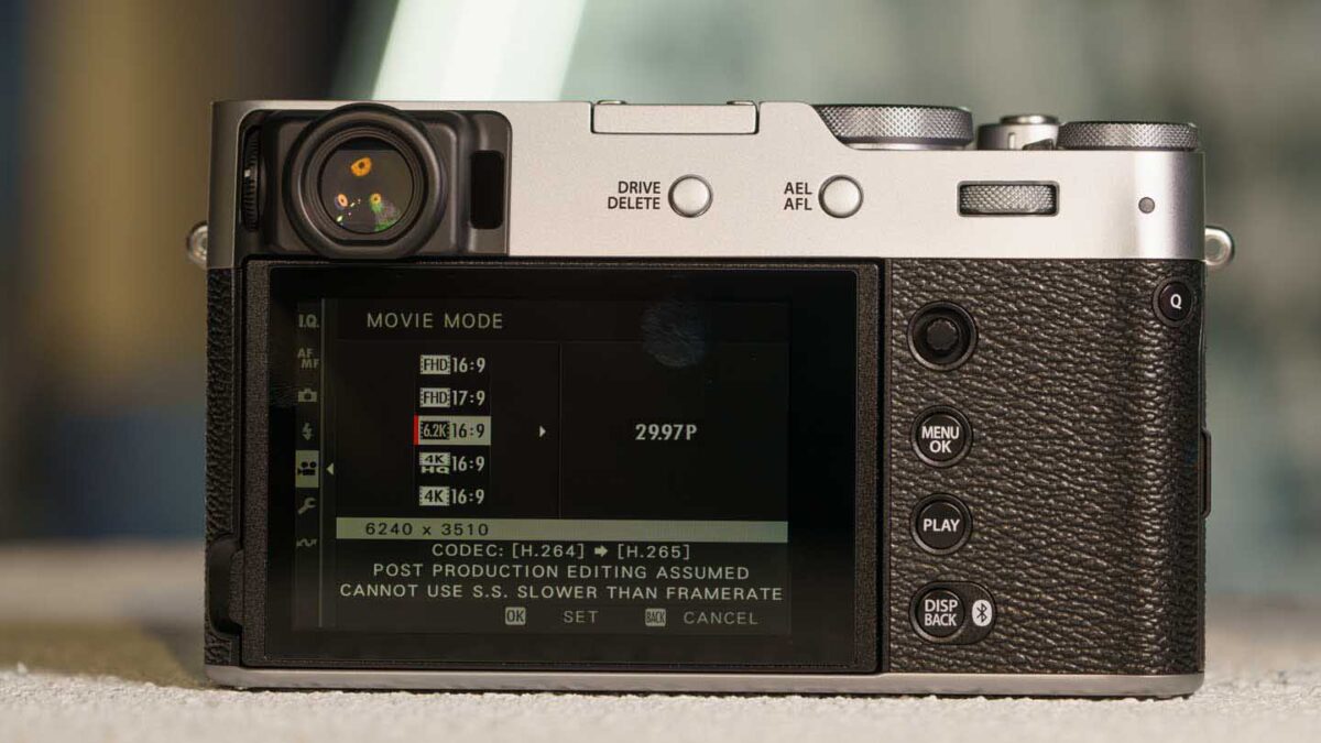 Fujifilm X100VI - rear showing video options