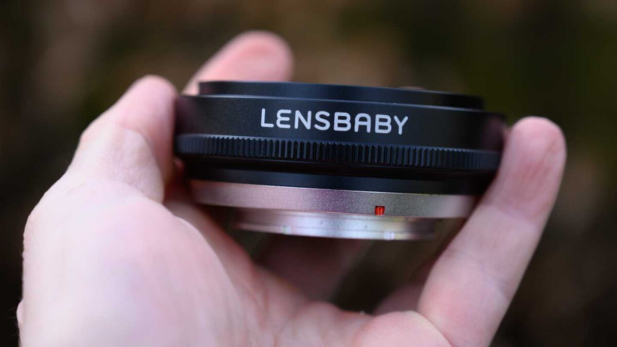 Lensbaby Sweet 22 showing the manufacturer's name