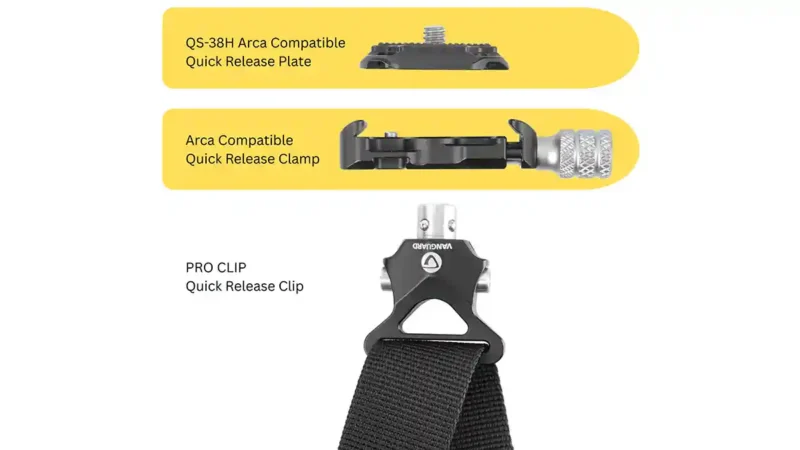 Vanguard PRO STRAP harness carries two cameras with universal Arca quick release